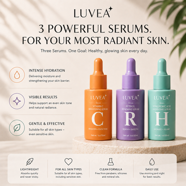 LUVEA Glow Trio – Complete Vitamin C, Retinol & Hyaluronic Acid Skincare Set