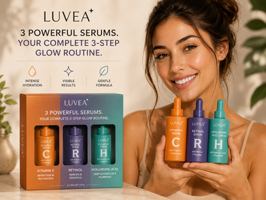 LUVEA Glow Trio – Complete Vitamin C, Retinol & Hyaluronic Acid Skincare Set