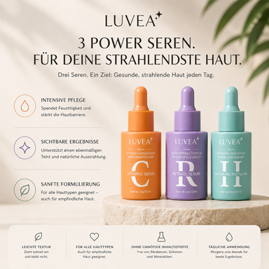 Luvea Glow Trio – Vitamin C, Retinol & Hyaluronsäure Serum Set