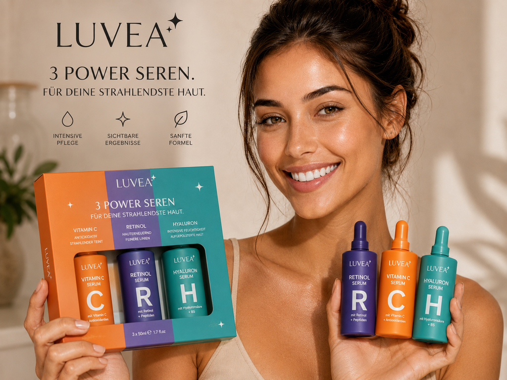 Luvea Glow Trio – Vitamin C, Retinol & Hyaluronsäure Serum Set